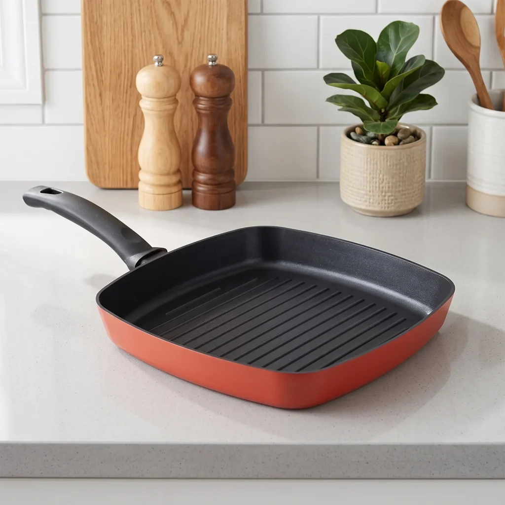 Asador CALDER - Fondo Sándwich de 3 Capas con fondo estriado, sobre encimera de cocina